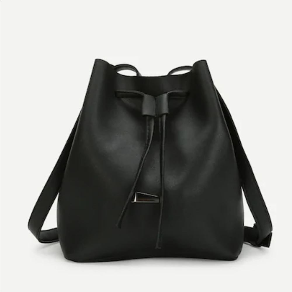 Black Drawstring Bucket Bag